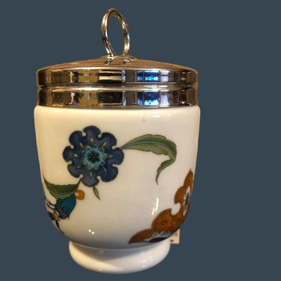 Vtg Royal Worcester Single Egg Coddler/Cup Palmyra Jacobean Pattern w/Metal Lid - Picture 3 of 7